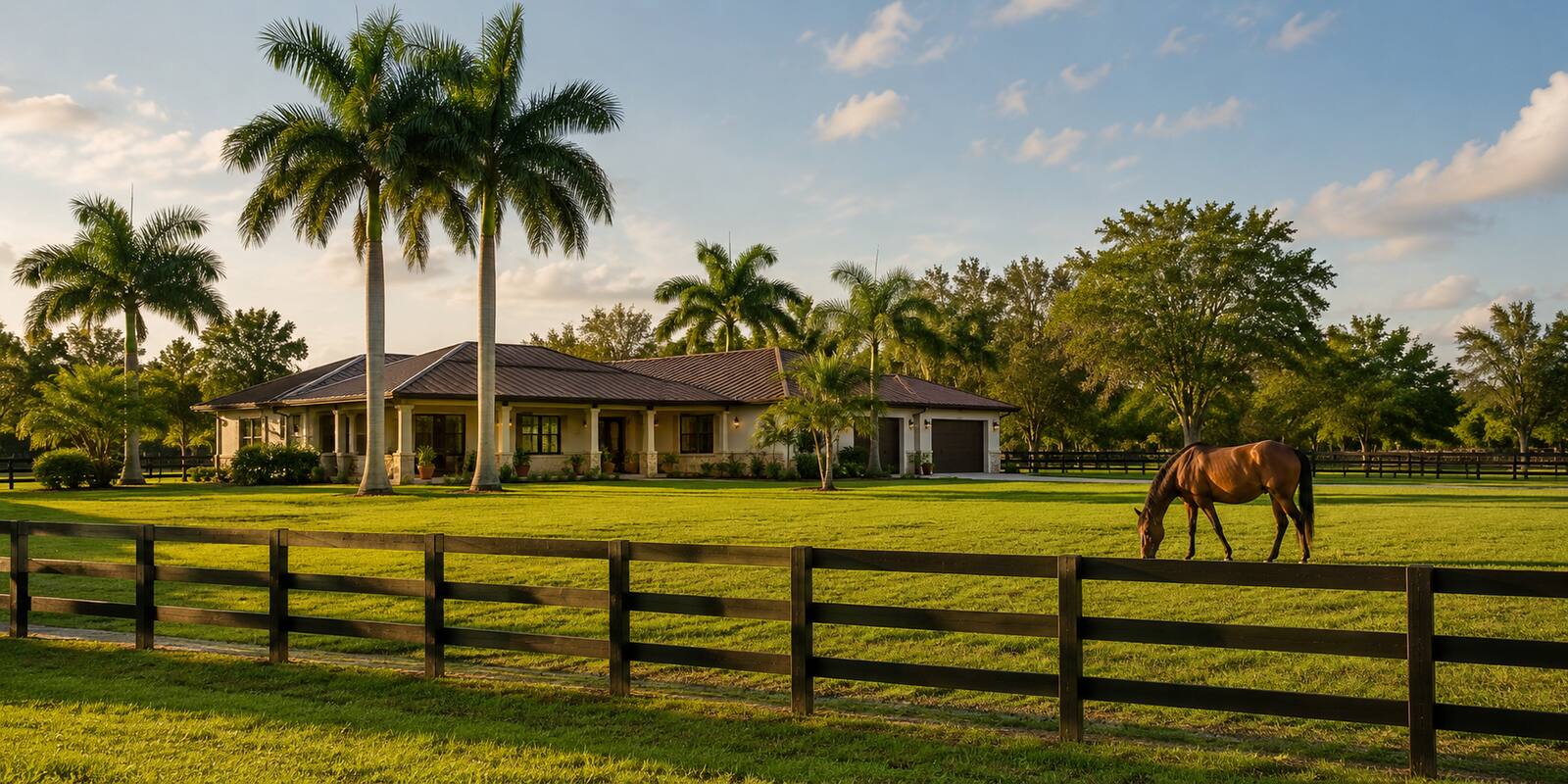 Finca con casa, terreno cercado y caballo en el sur de Florida